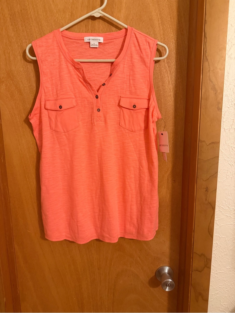 Liz Claiborne Coral Button-Front Sleeveless Tank